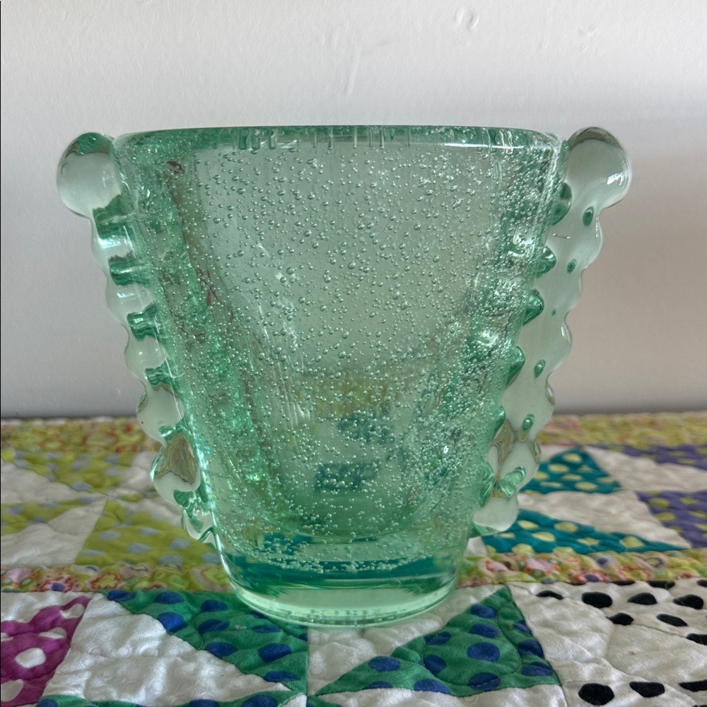 STUNNING French Art Deco Green Glass Vase by Daum (Nancy), 1930s, THICK HEAVY - Picture 4 of 8